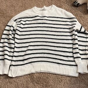 Dark green and white striped sweater